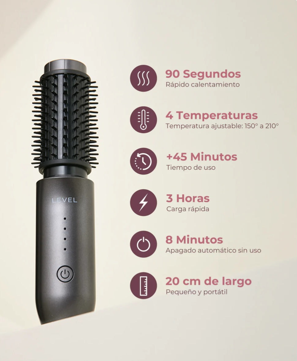 Revoluciona tu Estilo: Cepillo de Aire Caliente LEVEL con 4 Temperaturas y Calentamiento en 90s